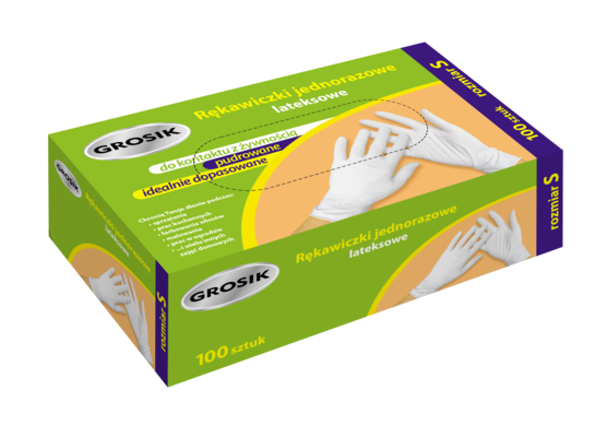Rękawiczki lateksowe rozmiar S 100 szt. Grosik