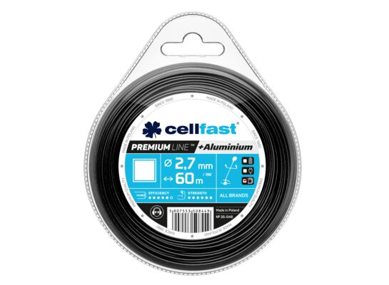 Żyłka tnąca do wykaszarek ręcznych PREMIUM 2,7 mm 60 m kwadrat Cellfast