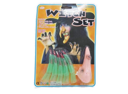 Strój Halloween nos i paznokcie czarownicy 10 cm