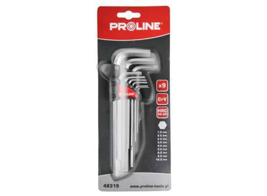 Klucze imbusowe długie PROLINE 9 sztuk komplet 1,5-10 mm