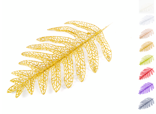 Gałązka liść brokat 51 cm mix