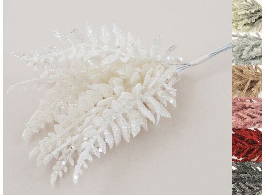 Bukiet liści brokat 22 cm mix