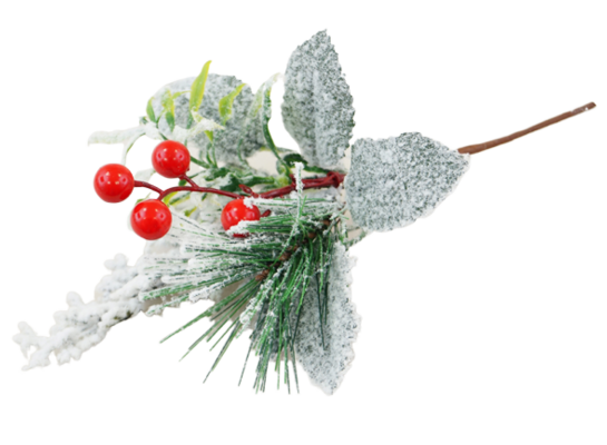 Gałązka ozdobna ośnieżona 22 cm mix