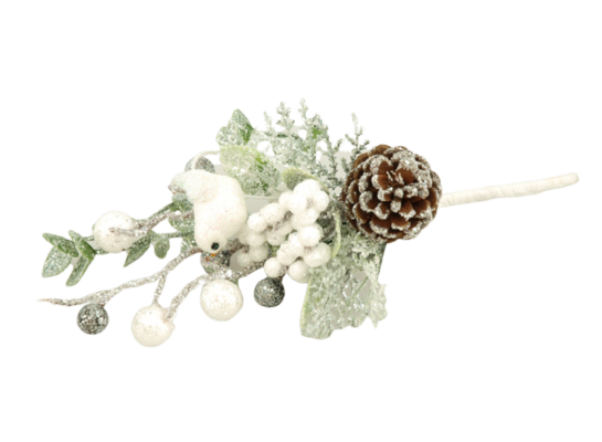 Gałązka ozdobna 25 cm ośnieżona