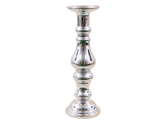 Świecznik ceramiczny 
srebrny 10,5 x 31 cm