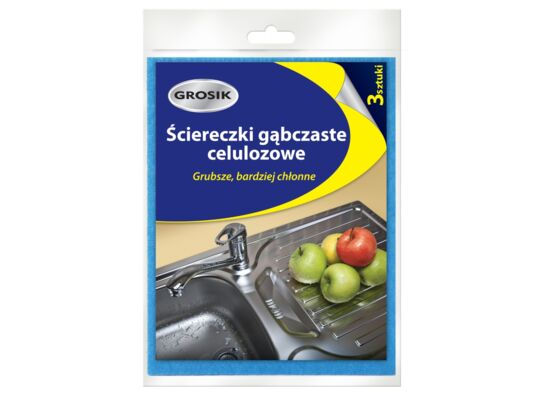 Ściereczki gąbczaste celuloza 3 sztuki Grosik