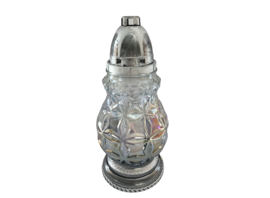 Znicz szklany z wkładem 180 g grafitowy efekt tęczy 36 cm