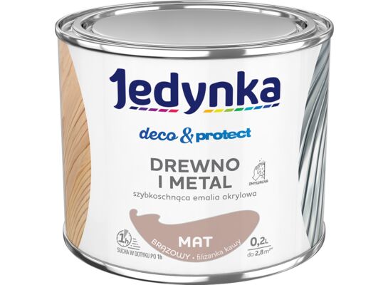 Farba akrylowa Jedynka Deco&Protect Drewno i Metal Mat Brązowy 0,2 l