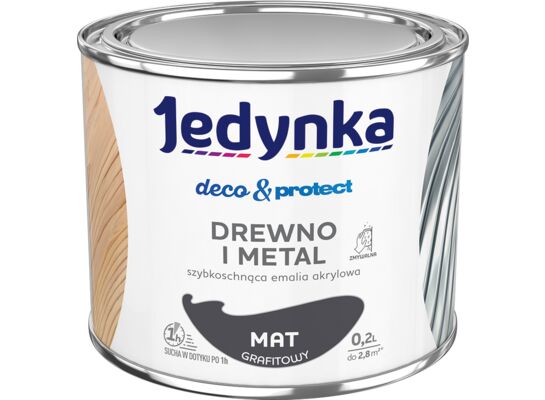 Farba akrylowa Jedynka Deco&Protect Drewno i Metal Mat Grafitowy 0,2 l