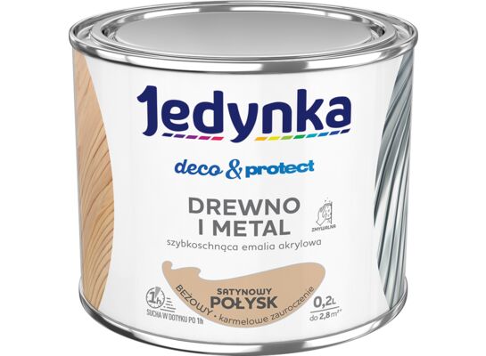 Farba akrylowa Jedynka Deco&Protect Drewno i Metal Satynowy Połysk Beżowy 0,2 l