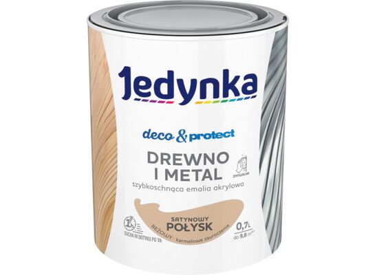Farba akrylowa Jedynka Deco&Protect Drewno i Metal Satynowy Połysk Beżowy 0,7 l
