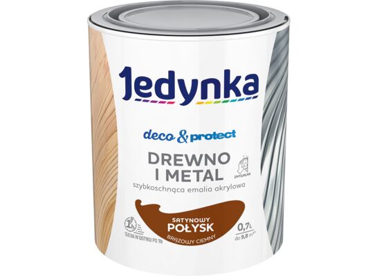 Farba akrylowa Jedynka Deco&Protect Drewno i Metal Satynowy Połysk Brązowy Ciemny 0,7 l