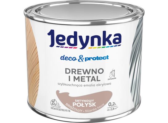 Farba akrylowa Jedynka Deco&Protect Drewno i Metal Satynowy Połysk Brązowy 0,2 l