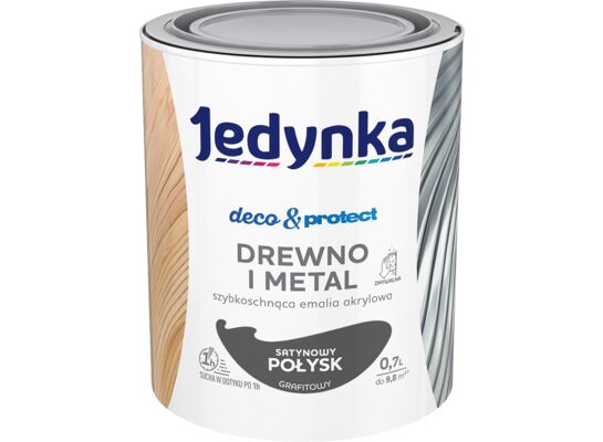 Farba akrylowa Jedynka Deco&Protect Drewno i Metal Satynowy Połysk Grafitowy 0,7 l