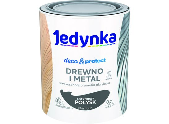 Farba akrylowa Jedynka Deco&Protect Drewno i Metal Satynowy Połysk Grafitowy 0,7 l