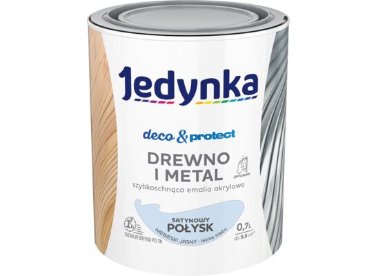 Farba akrylowa Jedynka Deco&Protect Drewno i Metal Satynowy Połysk Niebieski Jasny 0,7 l