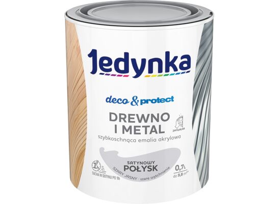 Farba akrylowa Jedynka Deco&Protect Drewno i Metal Satynowy Połysk Szary 0,7 l