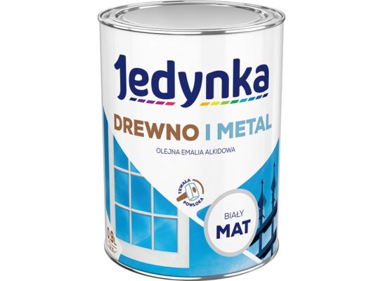 Farba alkidowa Jedynka Do Drewna I Metalu Mat Biały 0,9 l
