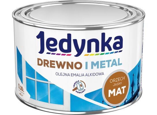 Farba alkidowa Jedynka Do Drewna I Metalu Mat Orzech Jasny 0,36 l