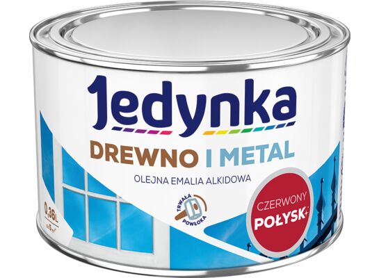 Farba alkidowa Jedynka Do Drewna I Metalu Połysk Czerwony Jasny 0,36 l