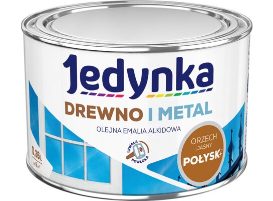 Farba alkidowa Jedynka Do Drewna I Metalu Połysk Orzech Jasny 0,36 l