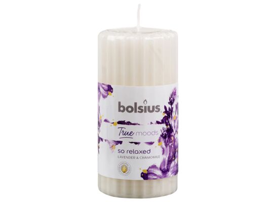 Świeca pieńkowa prążkowana 120/58 So Relaxed TM Bolsius