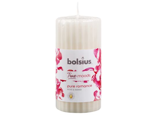 Świeca pieńkowa prążkowana 120/58 Pure Romance TM Bolsius