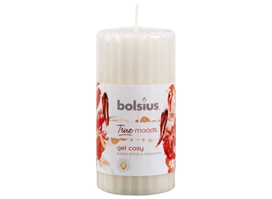 Świeca pieńkowa prążkowana 120/58 Get Cosy TM Bolsius