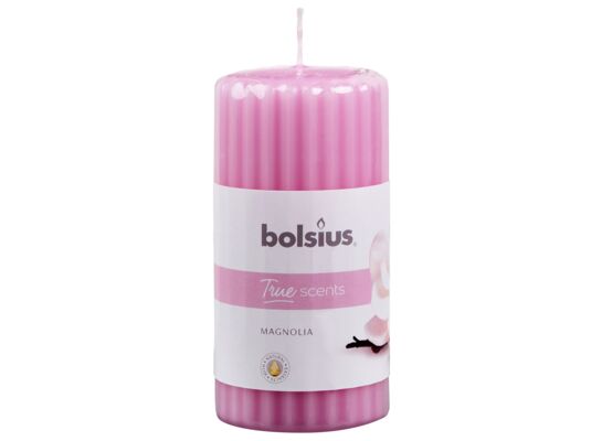 Świeca pieńkowa prążkowana 120/58 magnolia TS Bolsius