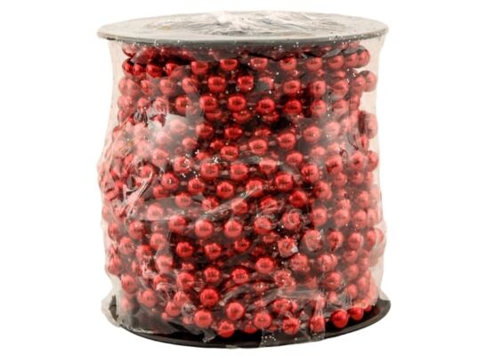Girlanda koralikowa czerwona 6 mm x 10 m 