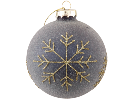 Bombka szklana brokat płatek śniegu 8 cm