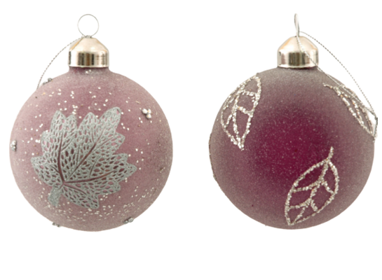 Bombka szklana brokat różowa 8 cm mix