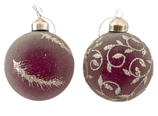 Bombka szklana brokat różowa 8 cm mix