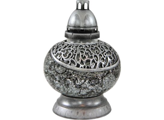 Znicz Witraż Kulka 26 cm srebrno-czarny Ilumini