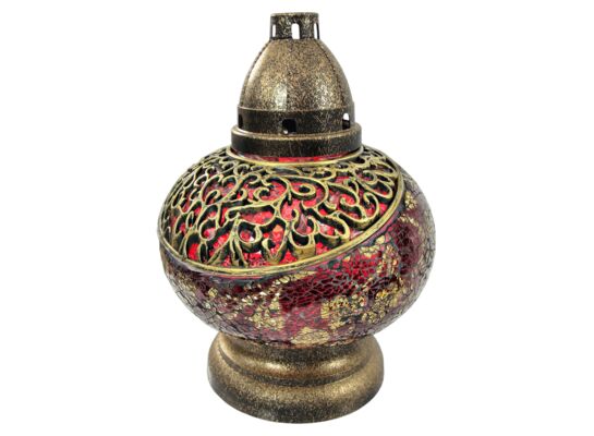 Znicz Witraż Kulka 26 cm czerwono-złoty Ilumini