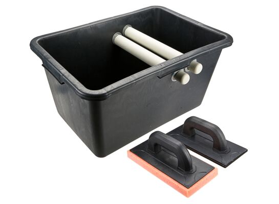 Zestaw glazurniczy, pojemnik 40 l, paca z gumą, paca z gąbką miękką TOPEX