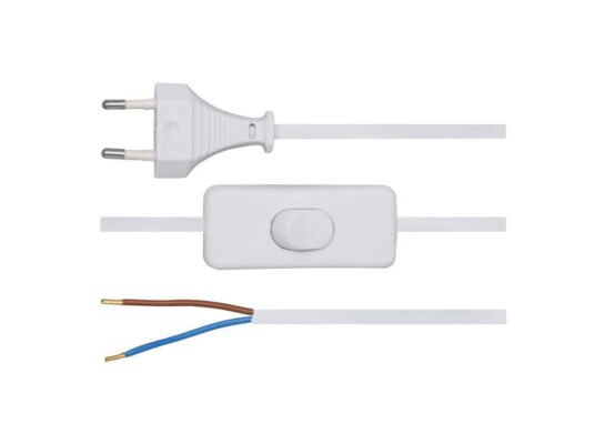 Przewód przyłączeniowy z łącznikiem biały 2,5 m Duwi