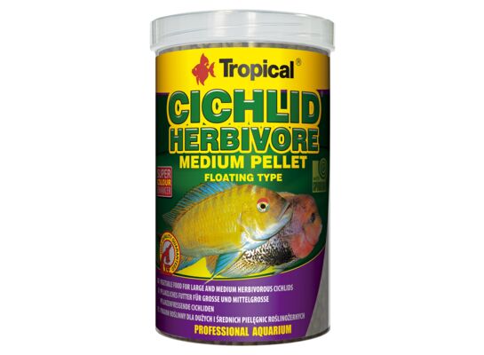Pokarm dla ryb pływający Cichlid Herbivore Medium Pellet 1000 ml / 360 g Tropical