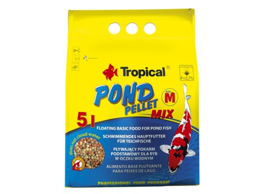 Pokarm dla ryb pływający pond Pellet mix size M 5 l / 550 g worek Tropical