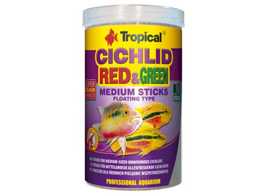 Pokarm dla ryb pływający Cichlid Red&Green Medium Sticks 1000 ml / 360 g Tropical