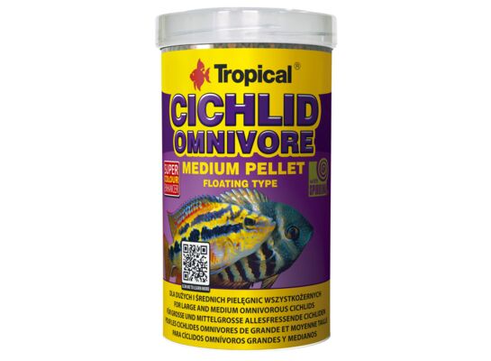 Pokarm dla ryb pływający Cichlid Omnivore Medium Pellet 500 ml / 180 g Tropical