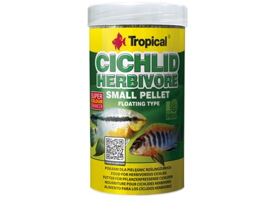 Pokarm dla ryb pływający Cichlid Herbivore Small Pellet 250 ml / 90 g Tropical