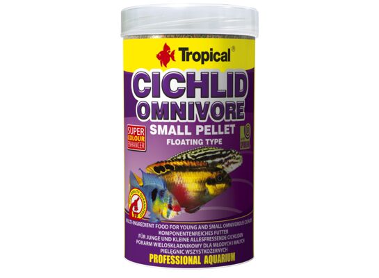 Pokarm dla ryb pływający Cichlid Omnivore Small Pellet 250 ml / 90 g Tropical