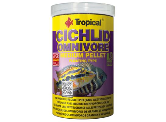 Pokarm dla ryb pływający Cichlid Omnivore Medium Pellet 1000 ml / 360 g Tropical