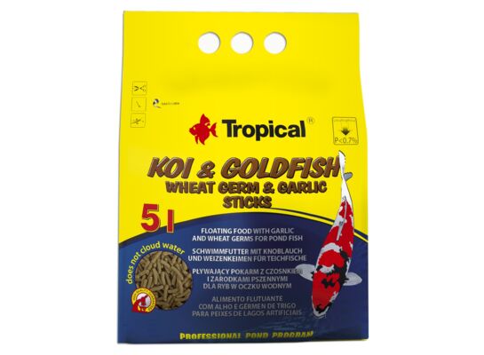 Pokarm dla ryb pływający koi&goldFish wheat germ&garlic Sticks 5 l / 400 g worek Tropical
