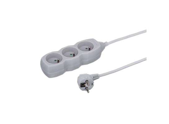 Przedłużacz 3-gniazdowy szary 1,5 m Duwi