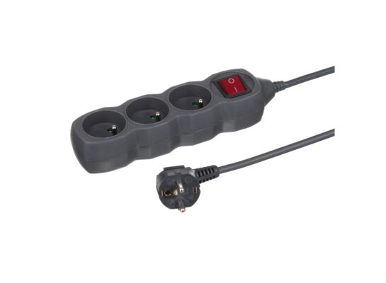 Przedłużacz 3-gniazdowy grafitowy z łącznikiem 5 m Duwi