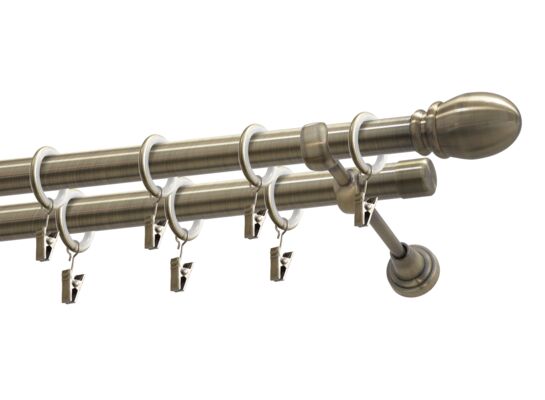 Karnisz podwójny 19/19 mm Par mosiądz antyczny 160 cm