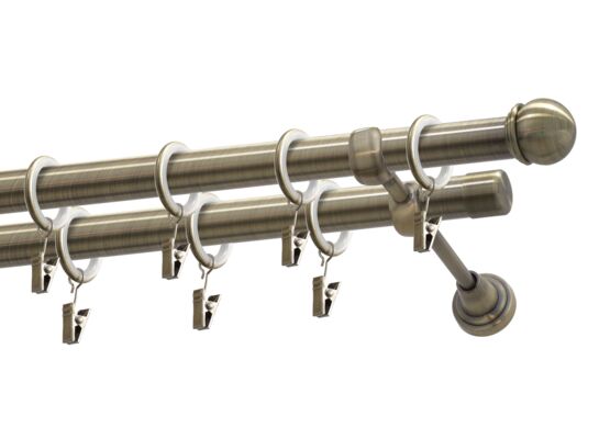 Karnisz podwójny 19/19 mm Pluton mosiądz antyczny 200 cm