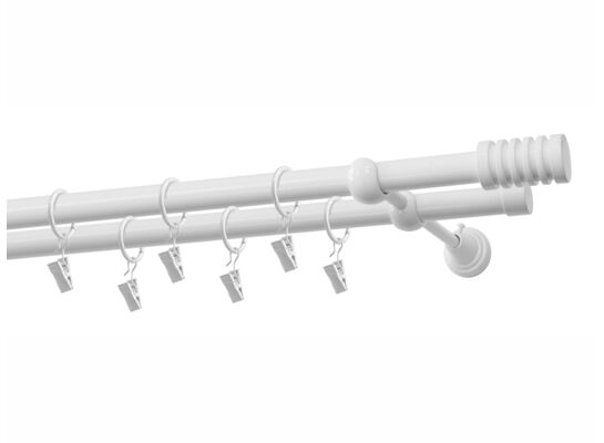 Karnisz podwójny 19/19 mm Porto biały 240 cm